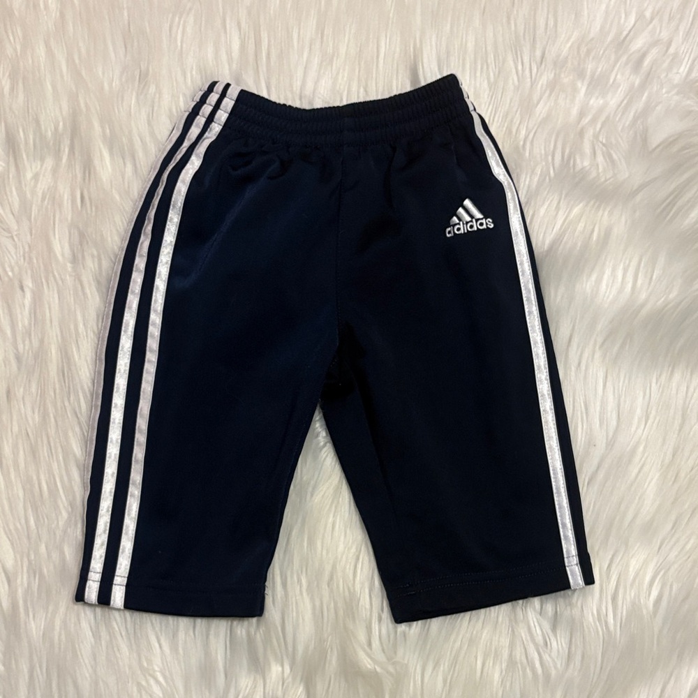 Adidas Kids Dark Blue Joggers with White Stripes, 9 months